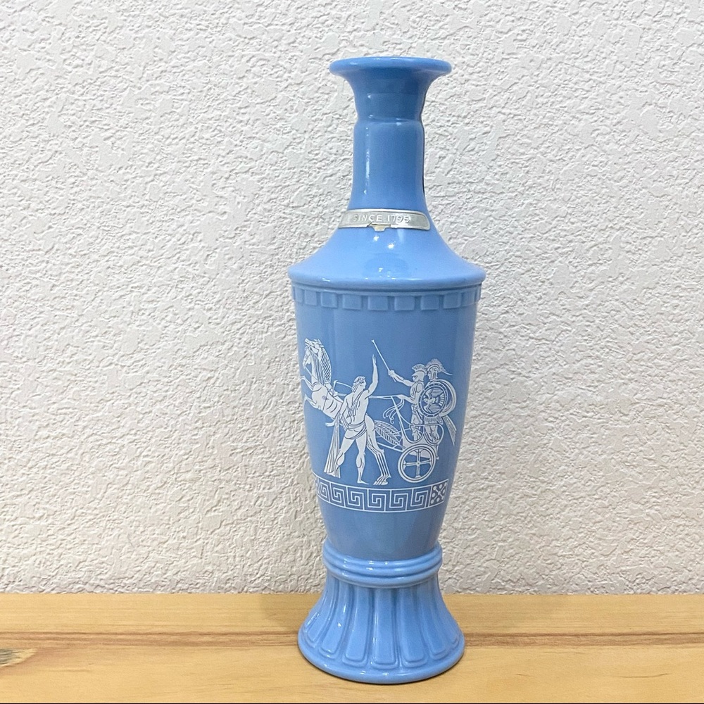 Vintage 1960’s Jim Beam Greek Roman Style Blue Milk glass Decanter NO LID